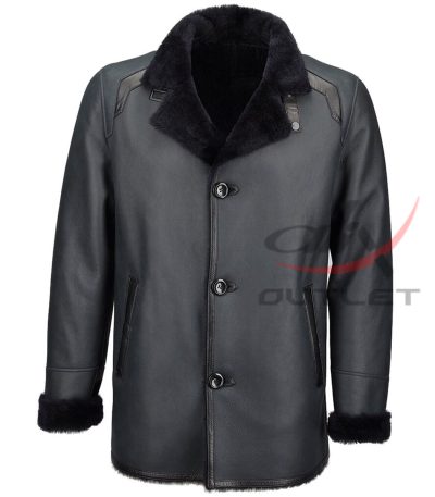 Men's Real Leather Coat Single Breasted