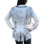 Women's Western Jacket White Leather Suede - Image 2