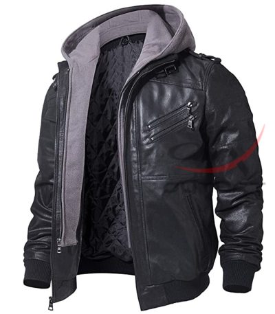 Biker Hooded Leather Jacket