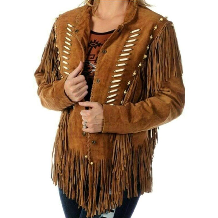 9 (1) Cowgirl Bone & Fringed Jacket - Image 1