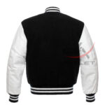 Baseball Jacket Black Wool & White Leather Sleeves - Image 2