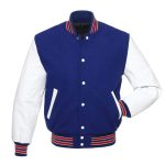 Baseball Royal Blue Wool & Leather Sleeves Jacket