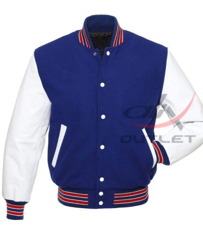 Baseball Royal Blue Wool & Leather Sleeves Jacket