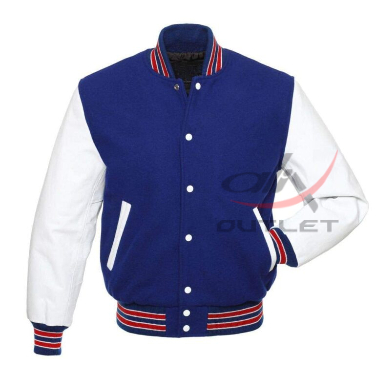 Baseball Royal Blue Wool & Leather Sleeves Jacket