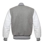 Baseball Jacket Grey Wool & Leather Sleeves - Image 2