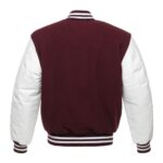 Baseball Jacket Maroon Wool & Leather Sleeves - Image 2