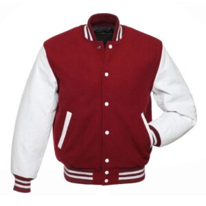 Baseball Maroon Wool & Leather Sleeves Jacket