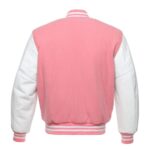 Baseball Jacket Pink Wool & Leather Sleeves - Image 2