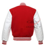 Baseball Jacket Red Wool & Leather Sleeves - Image 2