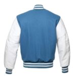 Baseball Jacket Sky Blue Wool & Leather Sleeves - Image 2