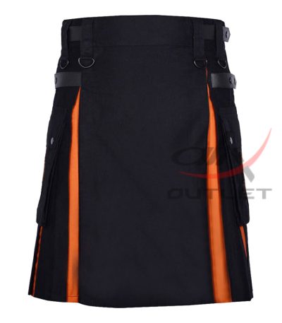 Hybrid Utility Kilts - Black Cotton & Saffron Tartan Kilt
