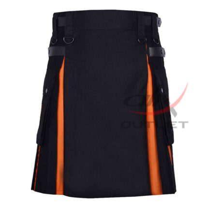 Hybrid Utility Kilts - Black Cotton & Saffron Tartan Kilt