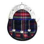 Black Stewart Tartan Full Dress Leather Sporrans