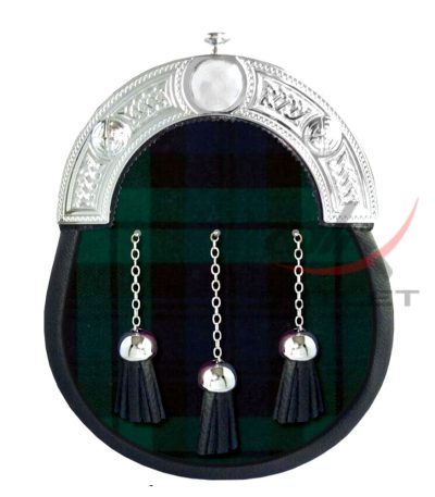 Leather Sporran Black Watch Tartan