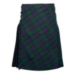 Bias Cut Black Watch Tartan 8-Yard Scottish Kilt with Apron