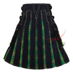 Hybrid Utility Kilts - Black Cotton & Irish Heritage Tartan Kilt