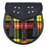 Scottish Sporran Buchanan Tartan Black Leather