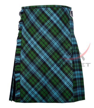 Bias Cut Campbell Ancient Tartan 8-Yard Scottish Kilt with Apron