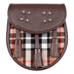 Scottish Sporran Camel Thomson Tartan Brown Leather