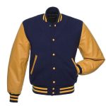 Letterman Jacket Dark Blue Wool & Leather Sleeves