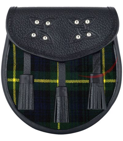 Scottish Sporran Gordon Tartan Black Leather