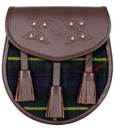 Scottish Sporran Gordon Tartan Brown Leather