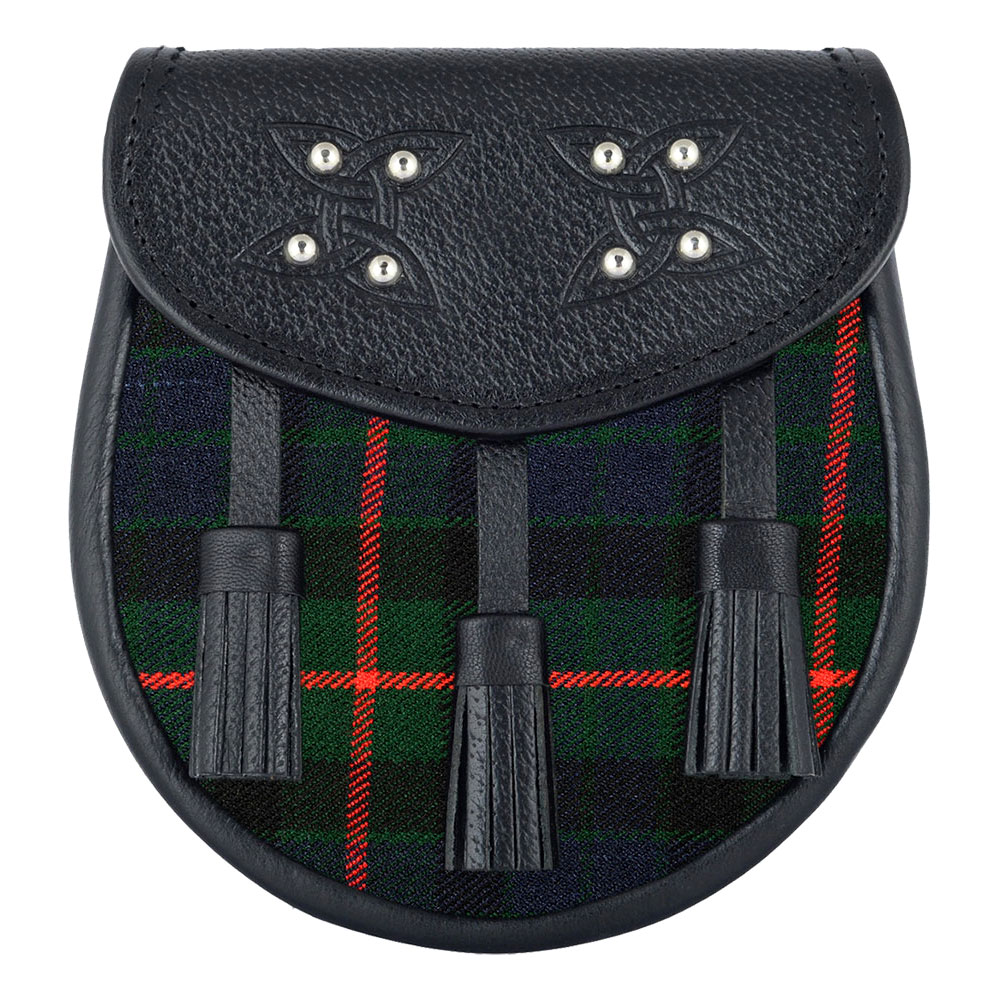 Gunn-tartan-black-leather-sporran-1.jpg Scottish Sporran Gunn Tartan Black Leather - Image 1