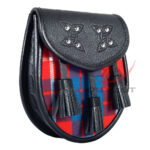 Scottish Sporran Hamilton Red Tartan Black Leather