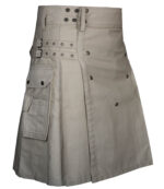 Khaki Cotton Utility Kilt with front Buttons - Image 2