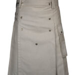 Khaki Cotton Utility Kilt with front Buttons
