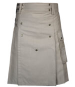 Khaki Cotton Utility Kilt with front Buttons