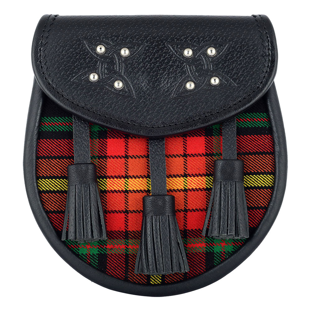 LGBTQ-pride-tartan-black-leather-sporran-front Scottish Sporran LGBTQ Pride Tartan Black Leather - Image 1