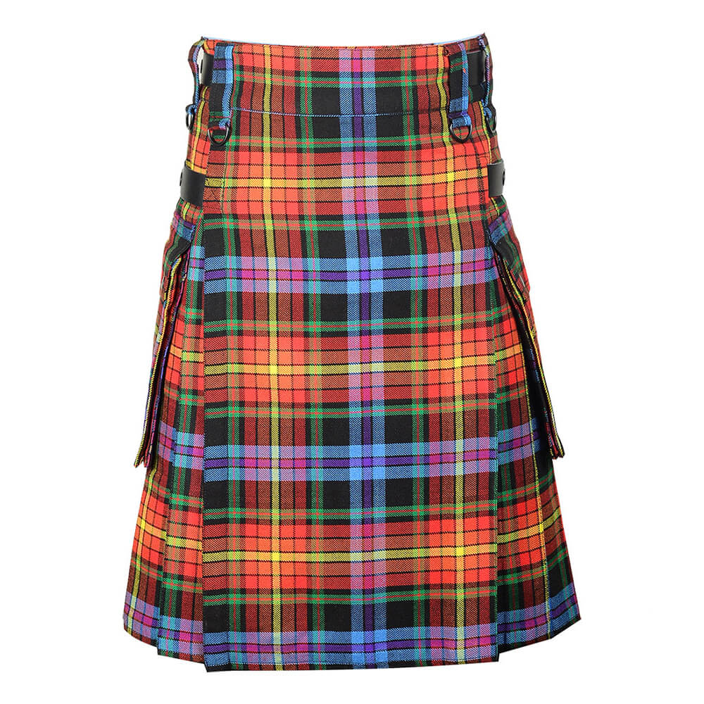 LGBTQ-pride-tartan-utility-kilt-front LGBTQ Pride Tartan Utility Kilts - Image 1