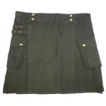 Ladies Olive Green Utility Cotton Kilt with Four Cargo Pockets