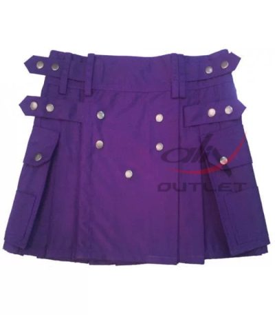 Ladies Purple Cotton Utility Kilt