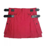 Ladies Pink Utility Cotton Kilt with adjustable Leather Straps