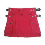 Ladies Pink Utility Cotton Kilt with adjustable Leather Straps - Image 2
