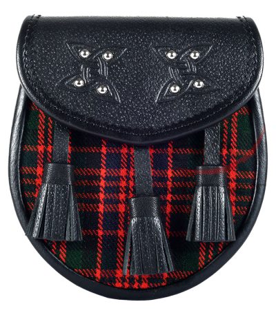 Scottish Sporran MacDonald Tartan Black Leather