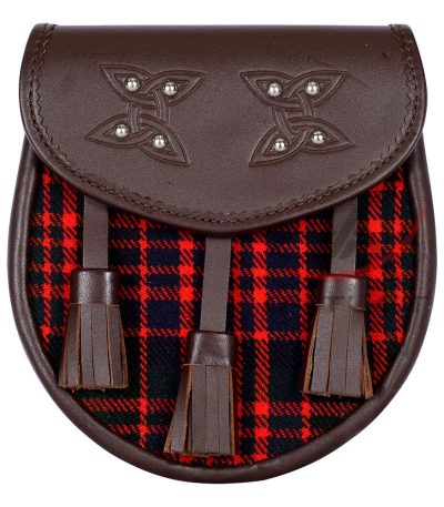 Scottish Sporran MacDonald Tartan Brown Leather