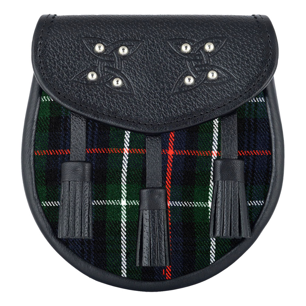Mackenzie-tartan-black-leather-sporran Scottish Sporran Mackenzie Tartan Black Leather - Image 1