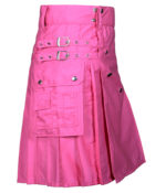 Pink Cotton Utility Kilt Front Buttons - Image 2