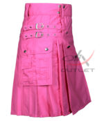 Pink Cotton Utility Kilt Front Buttons - Image 2