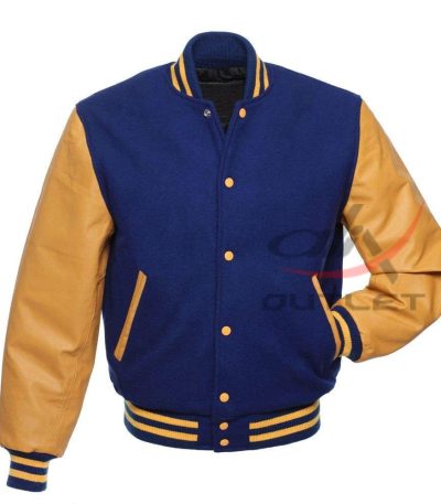 Letterman Jacket Royal Blue Wool & Leather Sleeves