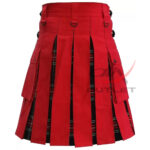 Red Cotton & Black Stewart Hybrid Utility Kilt - Image 2