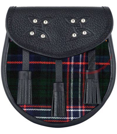Scottish Sporran Scottish National Tartan Black Leather