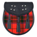 Scottish Sporran Scottish Rose Tartan Black Leather