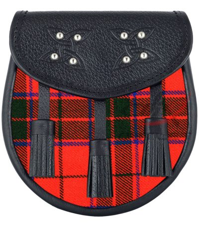 Scottish Sporran Scottish Rose Tartan Black Leather