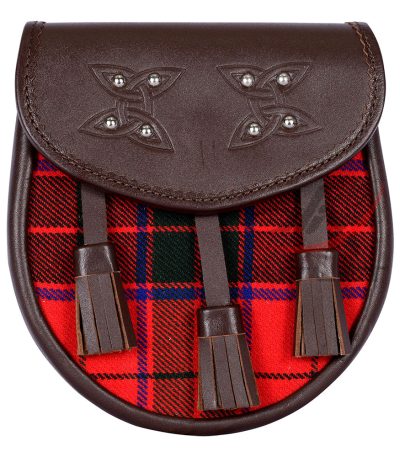 Scottish Sporran Rose Tartan Brown Leather
