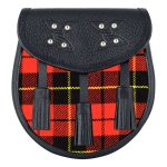 Scottish Sporran Wallace Tartan Black Leather