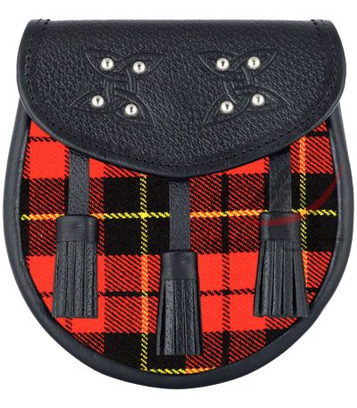 Scottish Sporran Wallace Tartan Black Leather